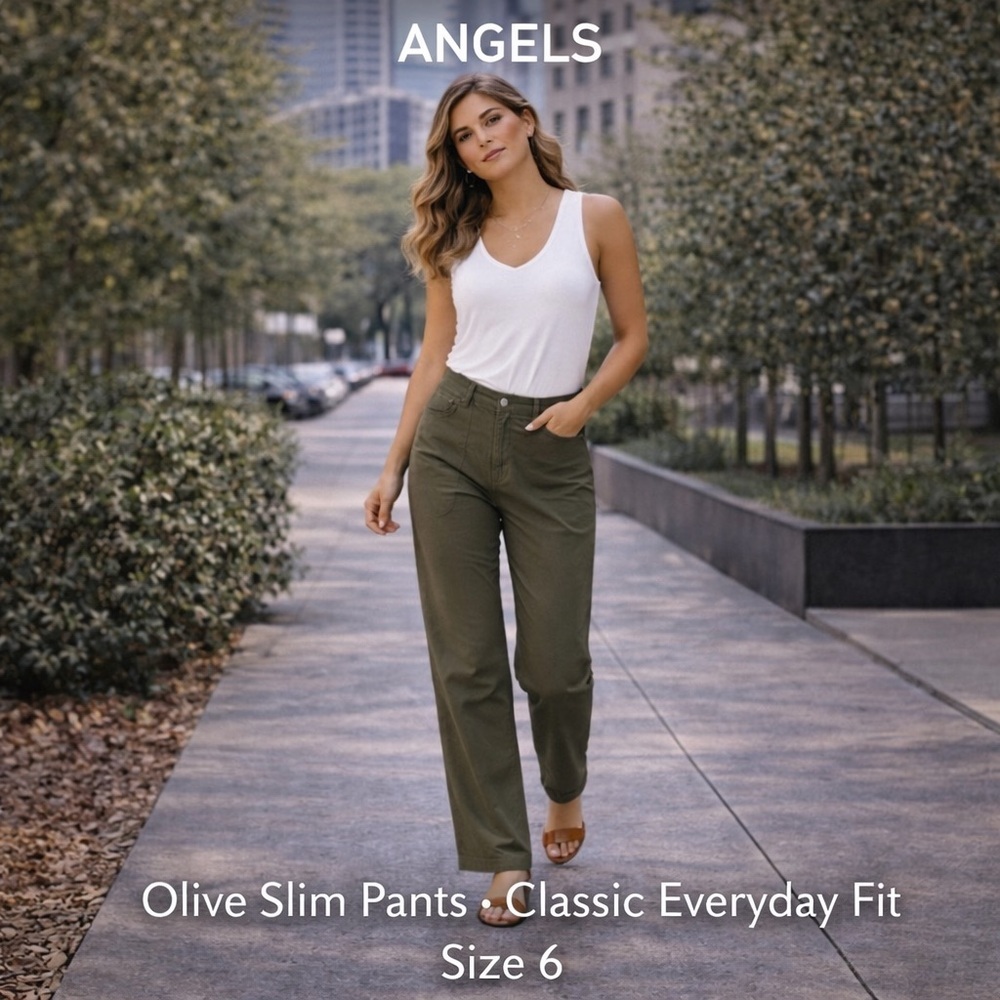 Size 6 • Angels Forever Young Olive Slim Pants – Classic Everyday Fit